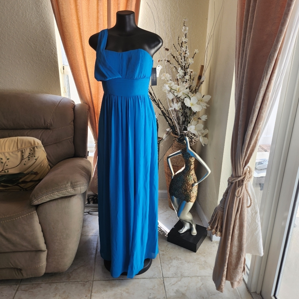 Laundry by Shelli Segal One Shoulder Chiffon Dress size 8 NEW